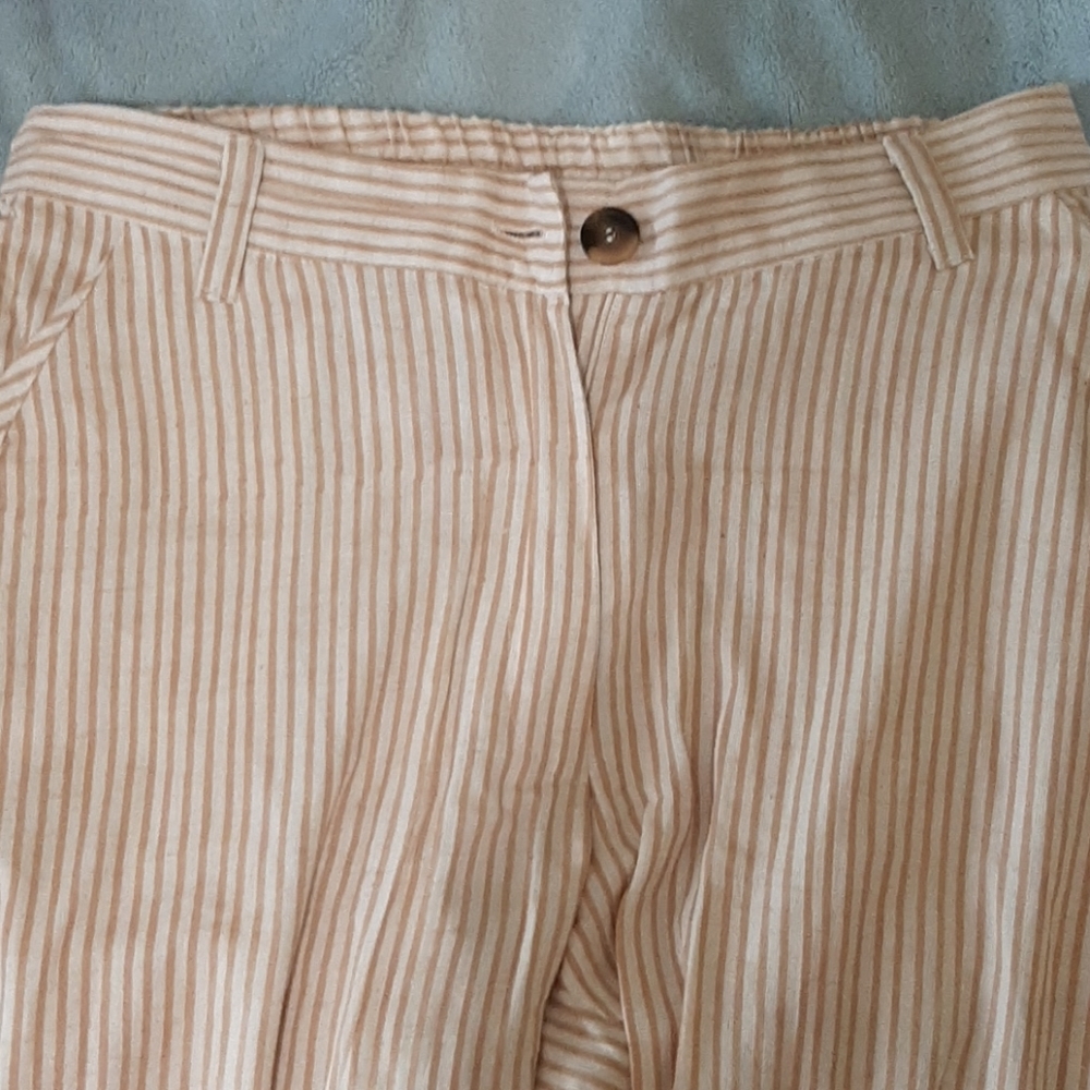 Yellow and off white striped pants